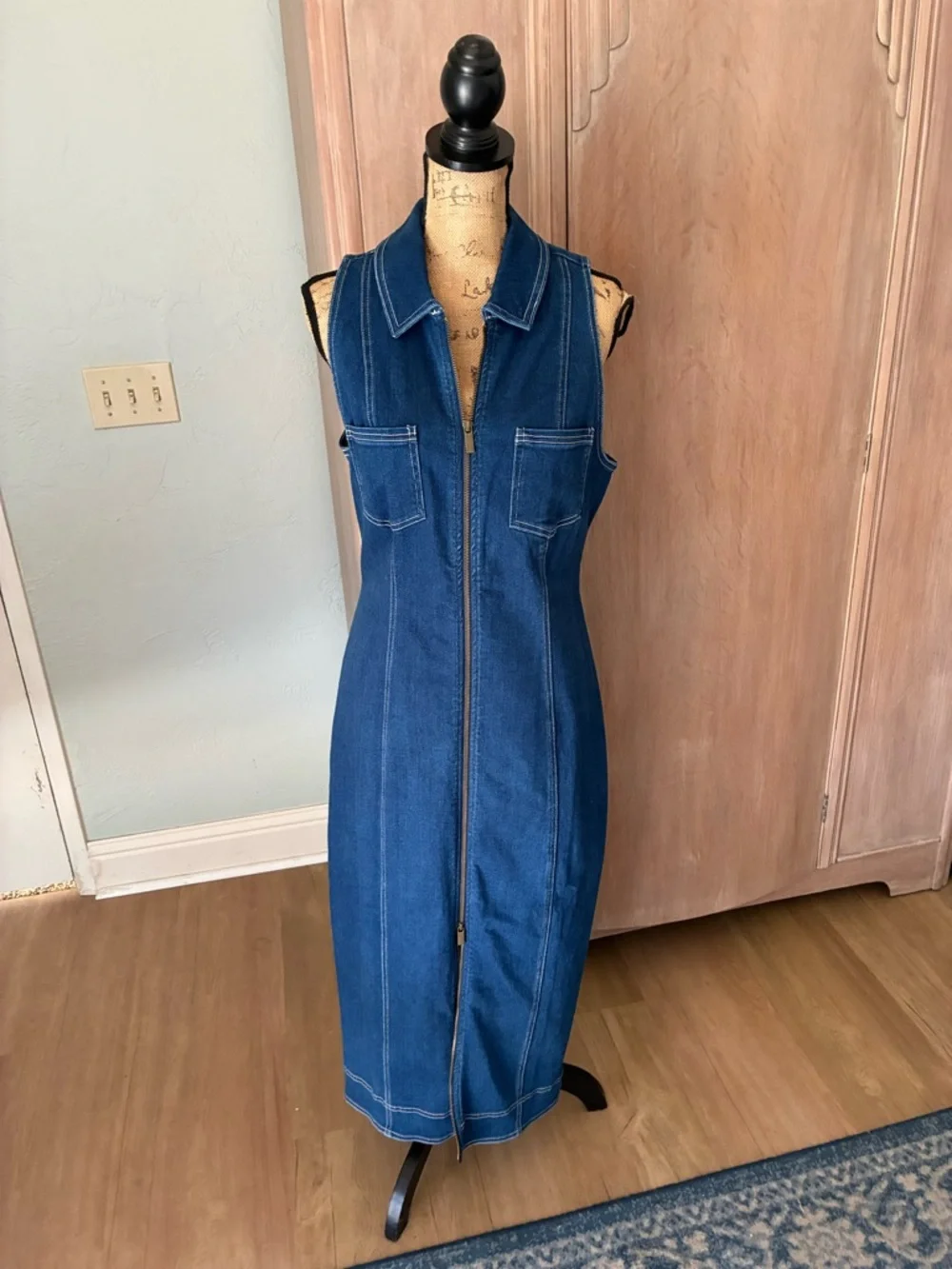 ANTHROPOLOGIE FITTED DENIM PILCRO MIDI DRESS COLOR DENIM DARK  XL NWT - Picture 7 of 16